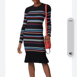 PARKER BRUNA KNIT STRIPED FITTED DRESS S